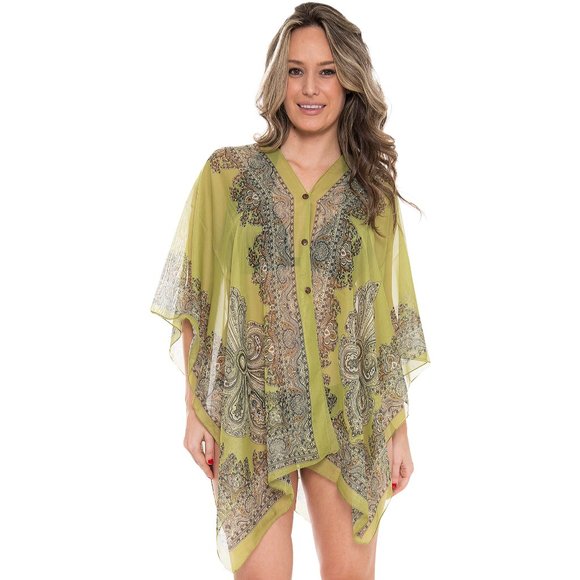 P/S Paisley Prints·Kimono·Wrap·Swimsuit Cover·Bikini Cover up·ComfyLuxe - Picture 7 of 11